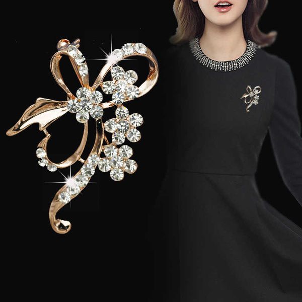 

pins brooches bow brooch rhinestone flower brooches for women large bowknot brooch pin simple fashion jewelry wedding pin corsage accessorie, Gray