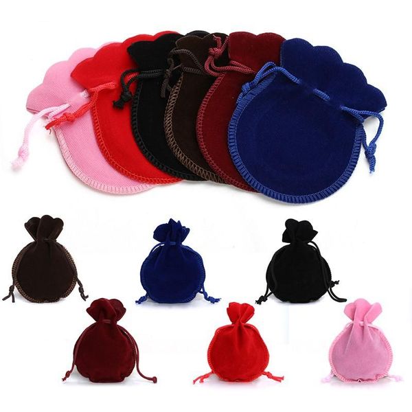 

velvet gourd drawstring pouches bags cute flannel bags gift bag flocked jewelry pouch favor holders, Blue;pink