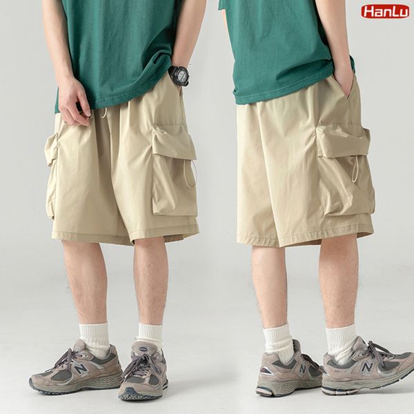 

men's shorts summer japanese style large size thin shorts men loose knee cargo shorts hip hop streetwear male short trousers 230426, White;black