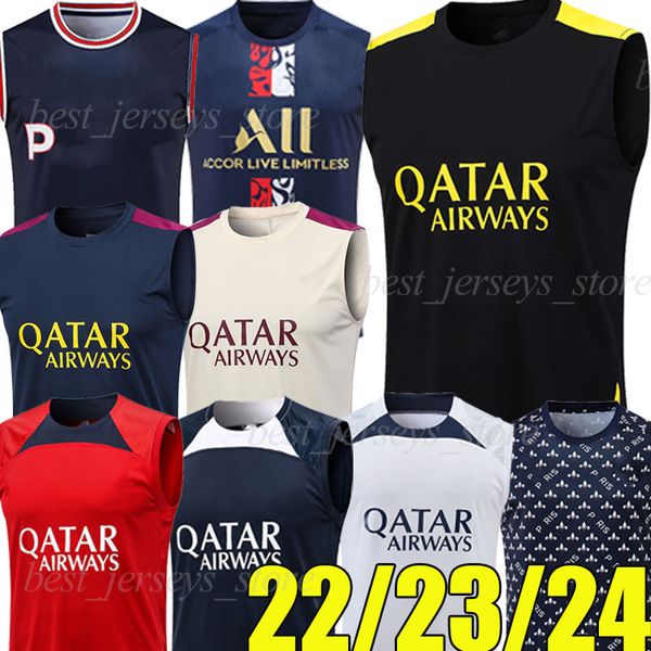 

22/23/24 psgs vest mbappe hakimi soccer jerseys sergio ramos marquinhos maillots de football 2023 2024 r.sanches erratti kimpembe training, Black;yellow