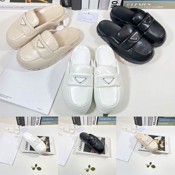 

women mules prad soft lining leather sandals slippers mule slides triangle desert yellow womens lady scuffs indoors outdoor fashions, Black