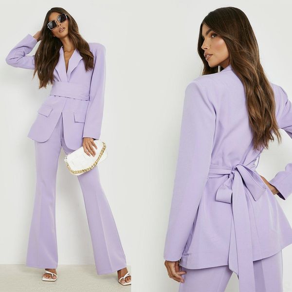 

fashion purple slim fit women pants suits set super long blazer wide leg custom made office lady party prom dress, Black;red