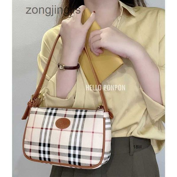 

tote burbreryes fashion style hands handbags middle-aged outlet designer self-made woman new lattice underarm french stick hobo single shoul