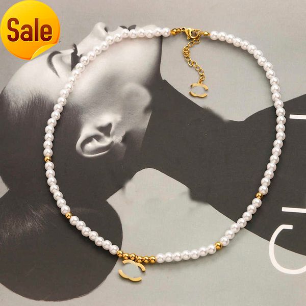 

18k gold plated pearl necklaces choker letter pendant statement fashion womens necklace wedding jewelry accessories supplies, Silver