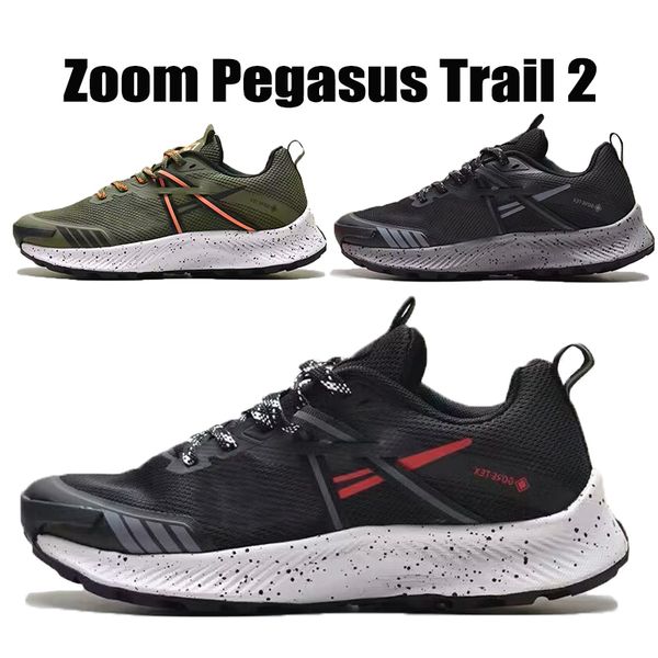 

with box running shoes pegasus zoom trail 2 black red whiite metallic zooms mens trainers army green runners sneakers 40-45