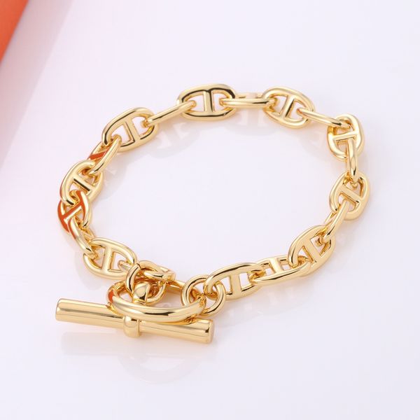 

chaine d ancre bracelet h for woman designer couple gold plated 18k t0p advanced materials highest counter quality european size jewelry ann, Golden;silver