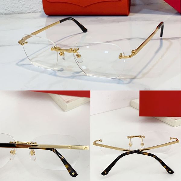 

Designer 1:1 Luxury Fashion Men s and Women s Oval Borderless Optical Frame Eyewear Metal Mirror Legs Metal Screw Studs on temples CT0407 Business Driving Gafas optica