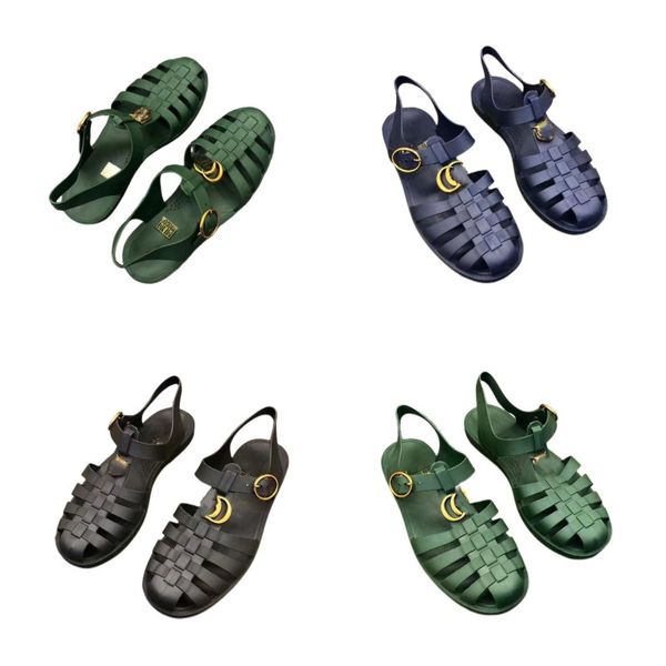 

rubber g letter designer sandals women mens jelly chans sandal el metal buckle luxury buckle straps flat sole shoes mens roman slipper mules, Black