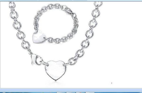 

2023 lovely cute pendant necklaces thick stainless steel chain single heart luxury designer women necklace bracelet suit with dust bag and b, Silver