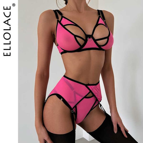 

set ellolace lingerie female underwear cut out patchwork bra erotic intimo uncensored see through outfits fancy lace garter set j230425, Red;black