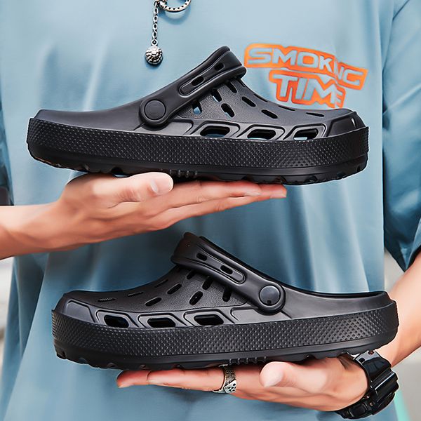 

sandals summer men sandals platform clogs beach slippers men shoes aqua breathable hollow out garden slippers black water shoes 230426