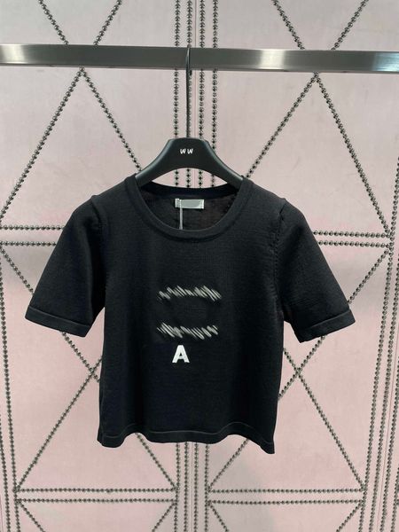 

23ss womens designer clothing womens knits logo diamond embroidery short-sleeved knitwear womens clothes, White
