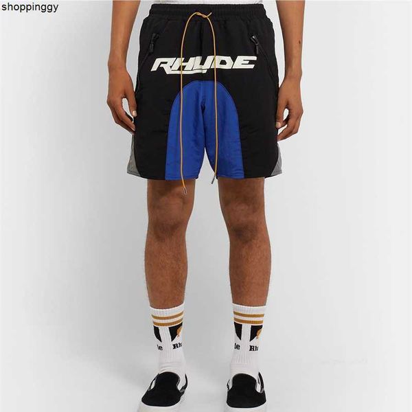 

shorts rhude 20ss spring and summer splicing reflective fabric high street air drawstring s m  xl, White;black