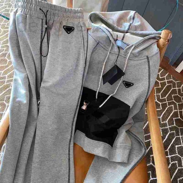 

women's tracksuits designer design tracksuits fall winter sportswear two piece set fashion with inverted triangle letter tracksuit size, Gray