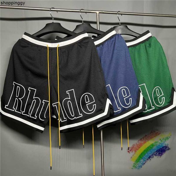 

shorts mesh rhude quality yellow drawstring breeches, White;black