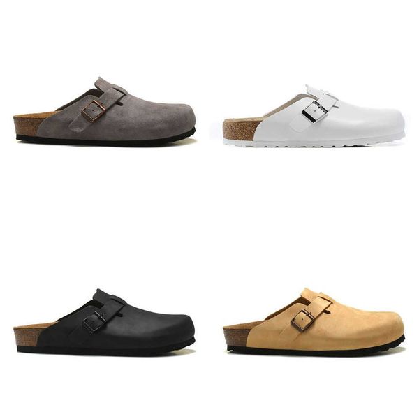 

sandals designer sandals men women slide slippers boston soft footbed clogs suede leather buckle strap shoes outdoor indoor motion current 6, Black