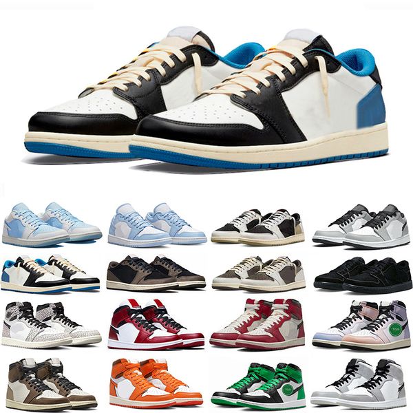 

ts x fragment basketball shoes jumpman 1 1s lucky green skyline unc obsidian white cement reverse mocha black phantom olive sneakers for men