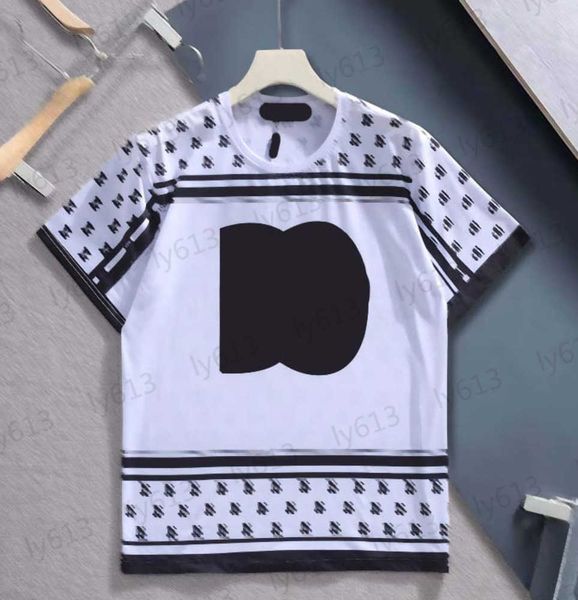 

summer designer mens fashion casual loose simple luxury classic brand logo digital printing round neck wide short sleeve 0206, White;black