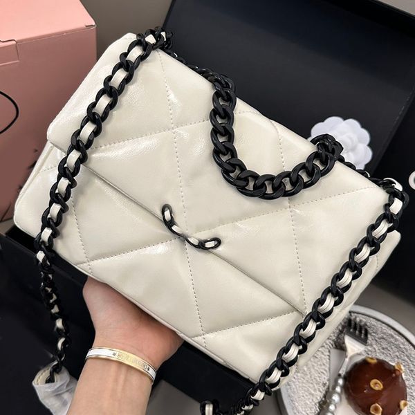 

19 series panda flap handbag designer tote bag real leather crossbody shoulder medium bags gold/black gold metal hardware matelasse chain wo