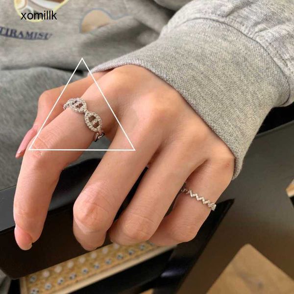 

hermm designer necklace band rings korean rhinestone horseshoe pig nose ring female index finger fashionable personalized niche design high, Silver