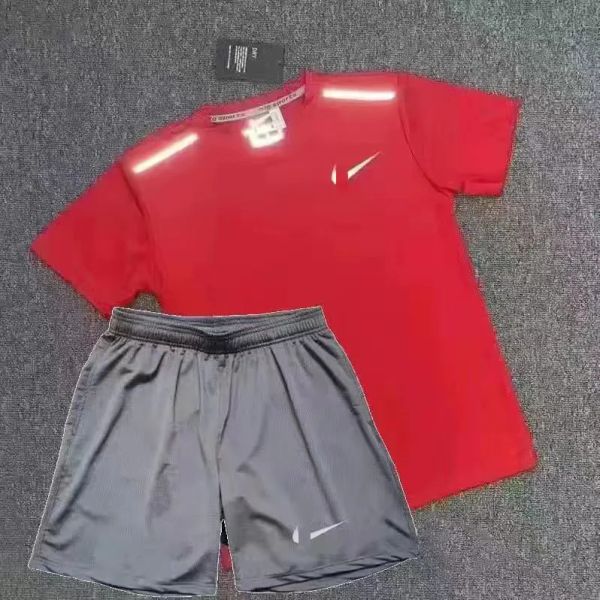 

thick mens summer quick drying t shirt trapstar tracksuit sports student training track and field men running set basketball sportswear asia, Gray