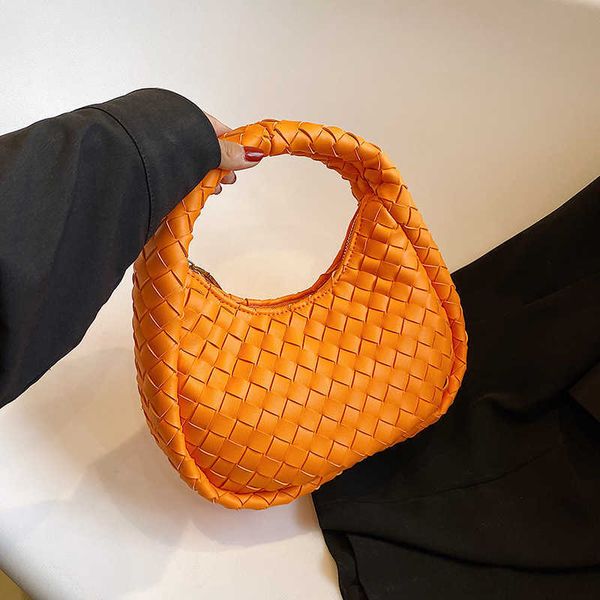 

women luxury designer bag pu leather braided hand pull bag fashion handbag underarm bags purse