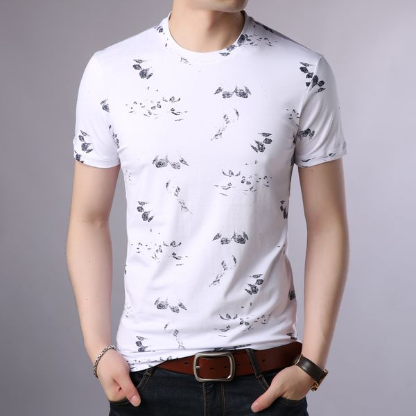 

men's t-shirts coodrony brand cotton tee shirt fashion printed round-necked men clothes summer short sleeve t-shirt trend casual w5501, White;black