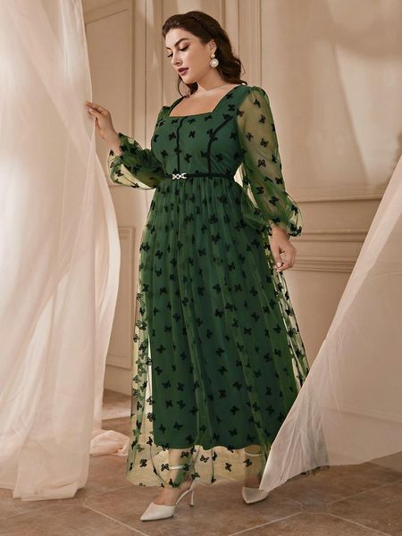 

dresses toleen elegant women plus size large maxi dresses 2022 spring green butterfly slim oversize long evening party festival clothing, Black