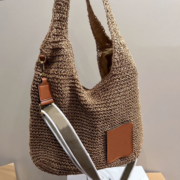 

raffia armpit shoulder bag handbags summer beach straw bags large capacity purse casual women vacation woven travel buckets removable webbin