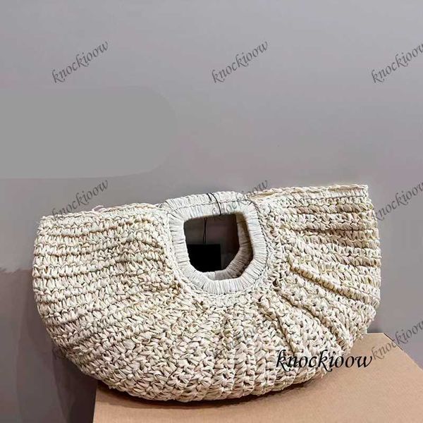 

designer bag raffia straw woven bag beach bag women's handbag shopping bag semi round large capacity new tote bag shopping bag wallet 2