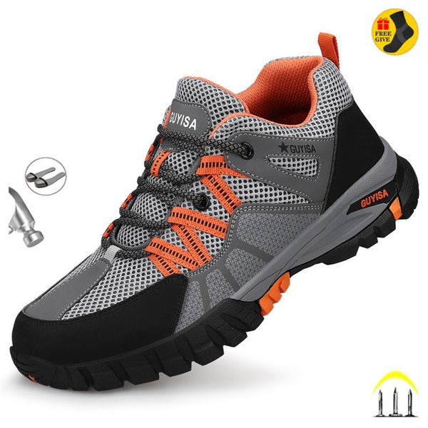 

safety shoes work sneakers steel toe shoes men safety shoes puncture-proof work shoes boots fashion indestructible footwear security 230426, Black;brown