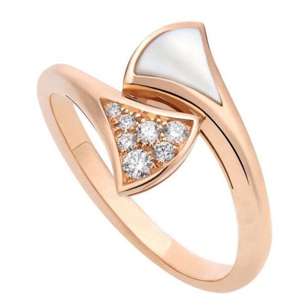 

designer fan ring zirconia gold small dress ring white mother of pearl for women's fashion engagement jewellery non-fading non-allergen, Slivery;golden