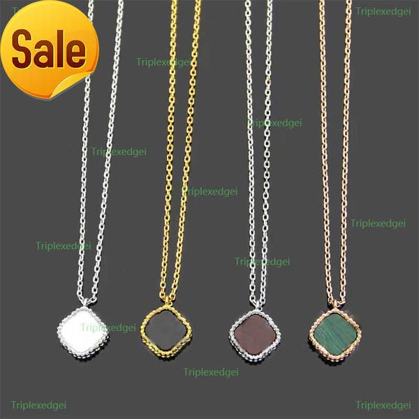 

2023 classic pendant necklace brand luxury natural turquoise four leaf clover necklace fashion designer women's necklace jewelry gift, Silver
