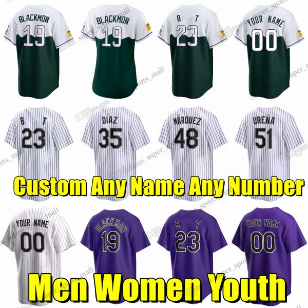 

custom s-6xl college baseball wears jerseys kris 23bryant charlie blackmon elias diaz daniel bard jake bird ty blach noah davis jose urena r, Blue;black