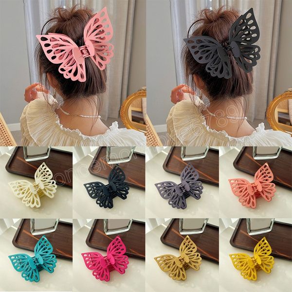 

korean fairy extra large hair claw clips double-layer butterfly hairpin hair clip sweet women barrettes ponytail clip hair clamp, Slivery;golden