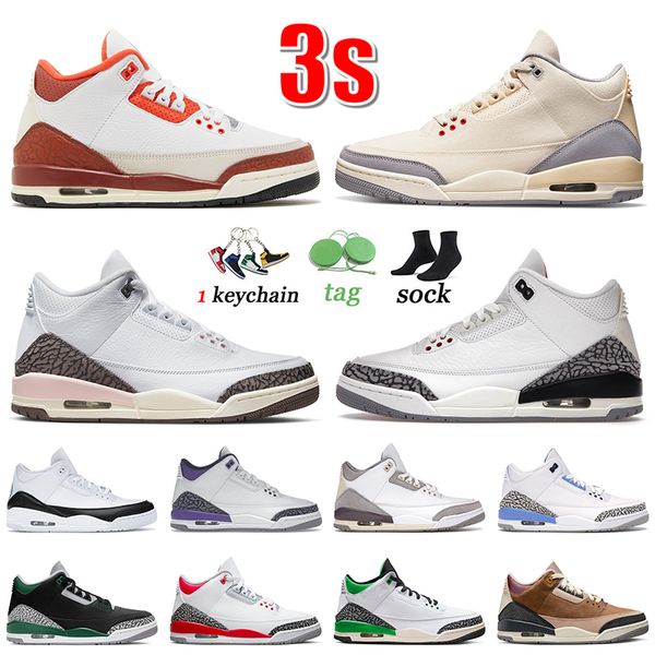 

jumpman 3 sneakers basketball shoes mars stone 3s men women muslin neapolitan white cement reimagined fragment unc pine green fire red sport