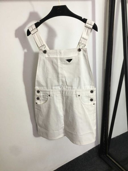 

23ss womens designer clothing summer dresses women dress chest letter big pocket all-matching denim suspender skirt dress womens clothing, Black;gray