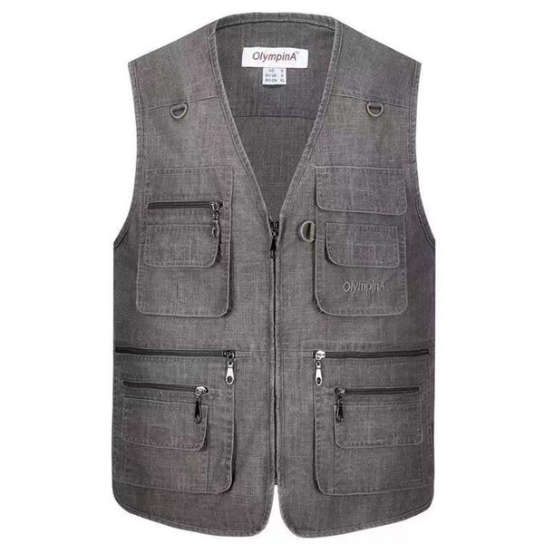 

zogaa fishing vest male pockets men sleeveless jacket waistcoat work vests outdoors vest plus large size man winter 2019, Black;white