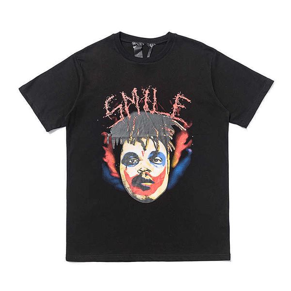 

big v chaopai printed short sleeve t-shirt hip hop commemorative figure round neck men's half, White;black