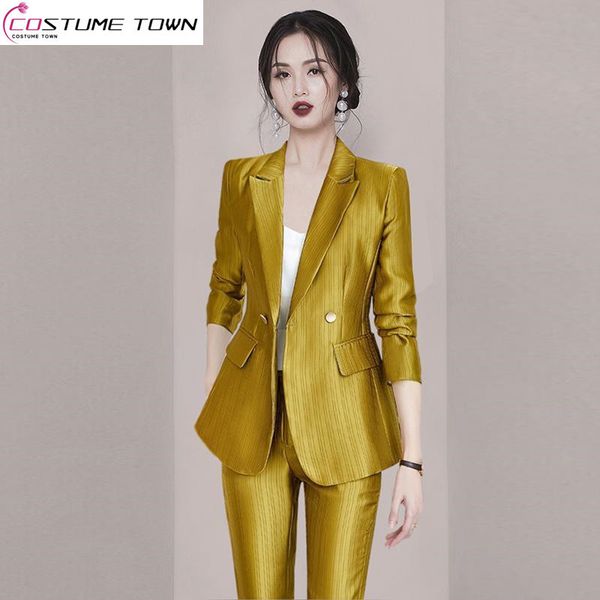 

women's suits blazers korean fashion elegant women suit slim jacket pants two-piece office professional outfits business manager blazer, White;black