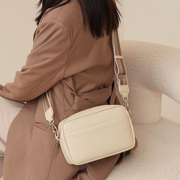 

evening bags classic shoulder purses and handbags wide fabric strap crossbody solid ladies daily use zipper pu 230426