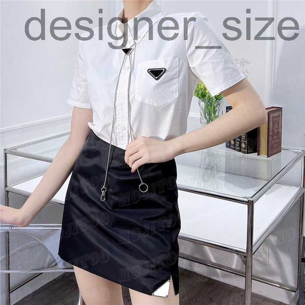 

two piece dress designernylon dress shirts sets for women letter badge white tshirt ladies fashion black skirts clothing suits ot5u