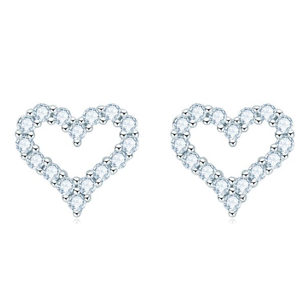 

japanese and korean temperament love 0.96ct mosang stone earring studs s925 silver 2mm heart mosang ear accessories, Golden