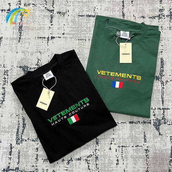 

men's t-shirts oversized green vetements t-shirts men women casual hip hop streetwear cotton letter embroidery vtm summer tees g230422, White;black