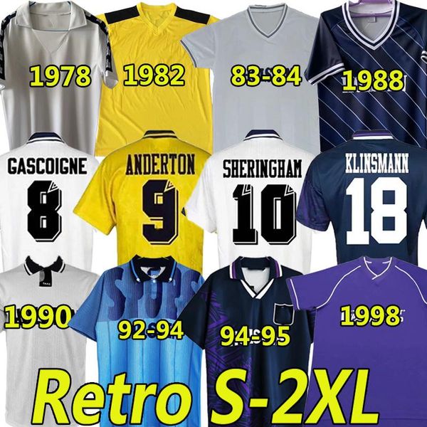 

sheringham retro soccer jerseys anderton klinsmann gascoigne ginola ferdinand 1978 81 82 83 84 86 88 90 92 94 95 98 2008 09 18 19 tottenham, Black;yellow