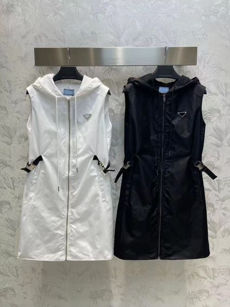

new fashion women's jackets black zip up sleeveless hoodies dress women high waist solid loose casual summer vintage, Black;gray