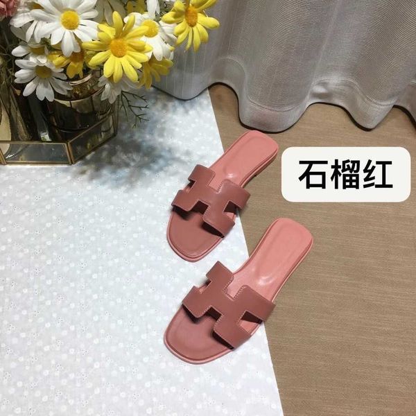 

slippers slides womens summer designer high oran 2023 sandals beach luxurys leather casual outwear rhinestone flat bottom 6t30