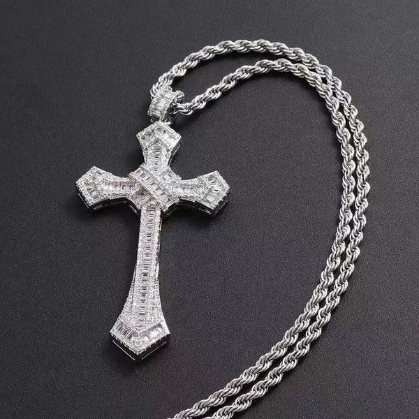 

hip hop custom pendant necklace silver 925 iced out vvs moissanite diamond cuban link chain