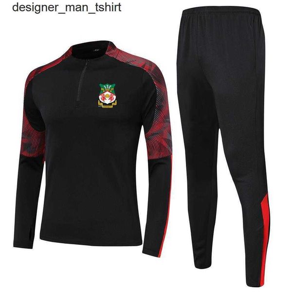 

men's tracksuits wrexham football club kids size 4xs to 2xl running tracksuits sets men outdoor suits home kits jackets pant sportswear, Gray