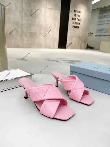 

new 2022 classic women's sandals thick soled brand sandals solid color high heels leather open toe luxury slide designer slippers size, Black